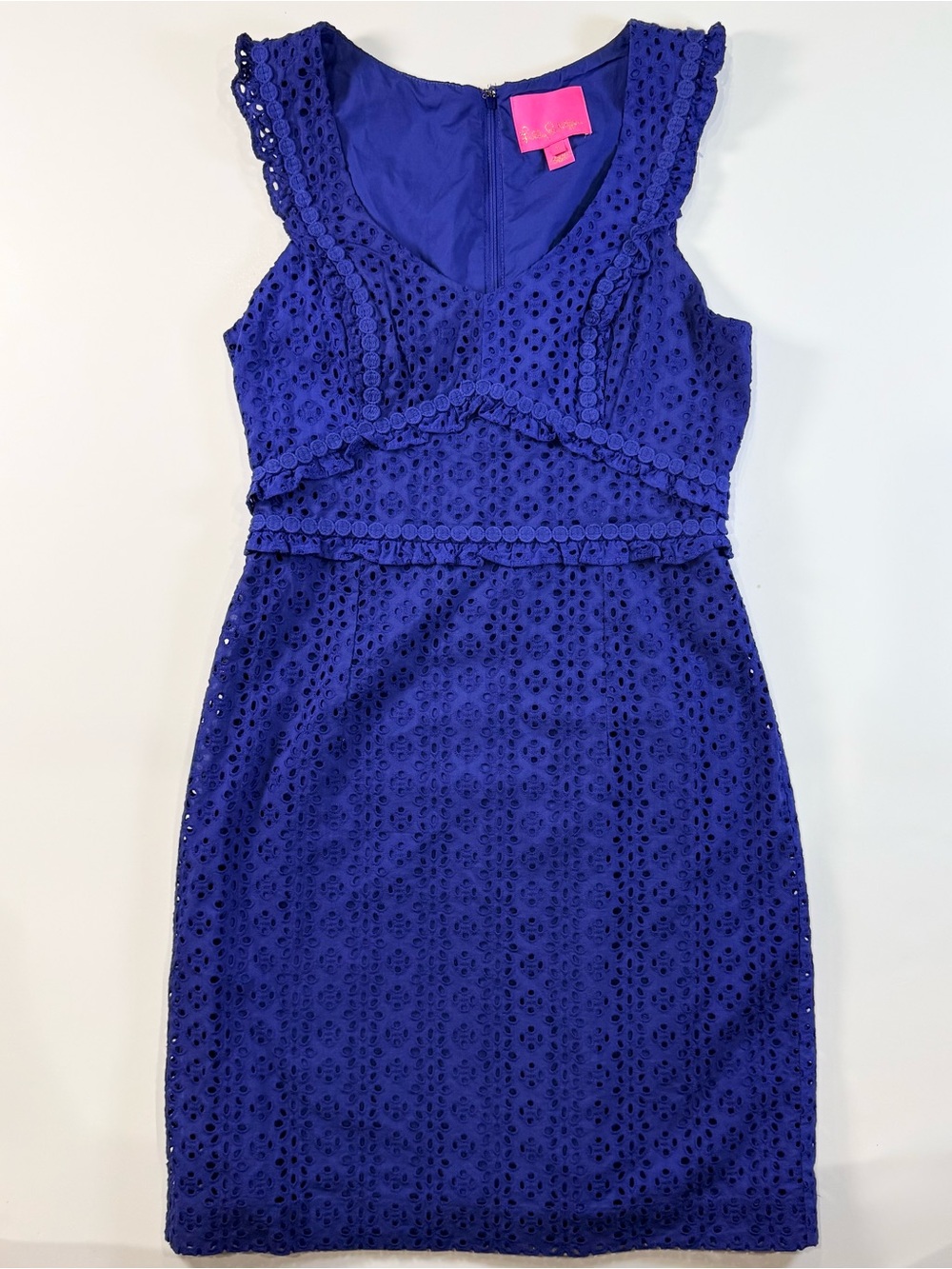 Lilly Pulitzer Kaylee Shift Royal Blue Eyelet Midi Dress